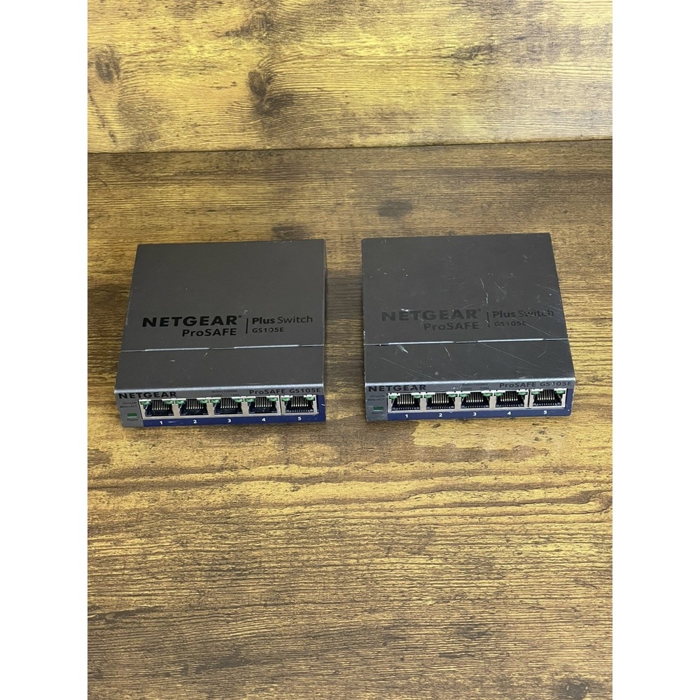 Netgear ProSafe GS105E 5-Port Gigabit Plus Switch Lot Of 2 (No power cable). C.1